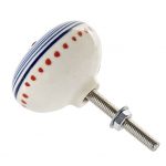 Kerámia bútorgomb, kék csíkos, sárga pöttyös - Image 4