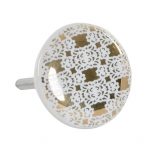 Kerámia bútorgomb, arany mintás