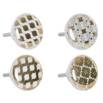 Kerámia bútorgomb, arany mintás - Image 2