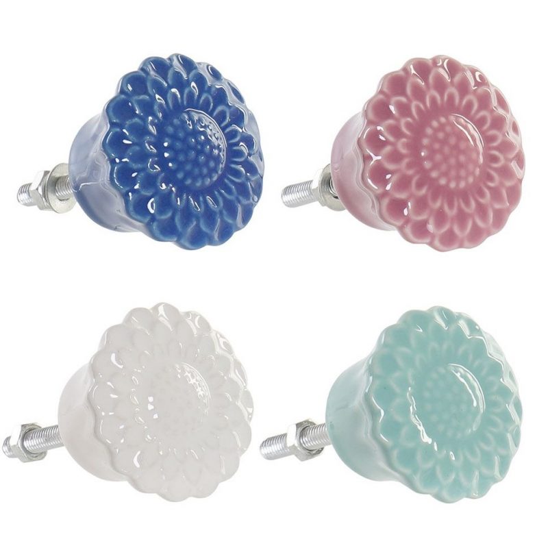 keramia_butorgomb_Vkek_7 Kerámia bútorgomb, virág 2 - Image 2