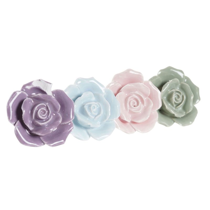 Kerámia bútorgomb, rózsa, zöld - Image 4