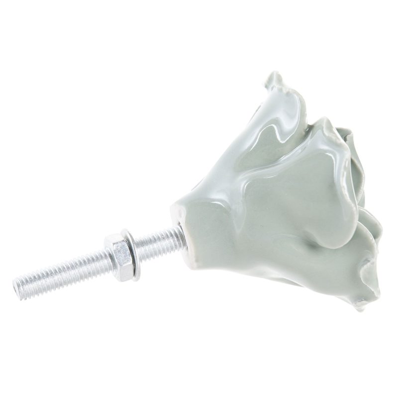 Kerámia bútorgomb, rózsa, zöld - Image 3