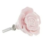 Kerámia bútorgomb, rózsa, rózsaszín