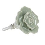 Kerámia bútorgomb, rózsa, zöld