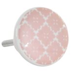 Kerámia bútorgomb, rózsaszín mintás 3